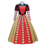 Queen of Hearts Costume Women Deluxe Red Queen Costume Royal Halloween Dress