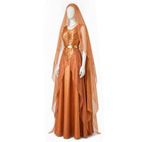 Mon Mothma Cosplay Costume Star Wars Andor Orange Long Dress Full Set Becostume