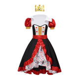 Alice in Wonderland Queen of Hearts Dress Fancy Halloween Woman Kids Outfit Becostume