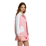 Legally Blonde Elle Woods Replica Cosplay Costume Pink Lapel Baseball Jacket Becostume