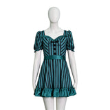 Haunted Mansion Maid Anna Jones Cosplay Costume Striped Dress Halloween Outfit Becostume