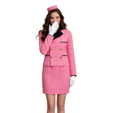 Julia Fox Inspired Jackie Kennedy Cosplay Costume Pink Tweed Suit with Hat Becostume