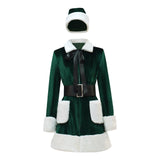 Last Christmas Women's Velvet Dress Christmas Green Santa Costume Outfit Becostume