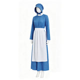 Little House on the Prairie Laura Cosplay Pioneer Blue Dress Polka Dot Colonial Costume Becostume