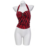 Obsession Movie Nikki Freeman Cosplay Costume Red Black Zebra Print Halter Top Becostume