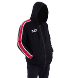In Stock Mens N7 Hoodie Bomber Fleece Hooded Zip up Sweatshirt Mass 3 Cosplay Costume