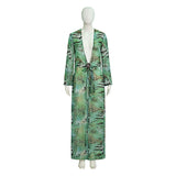 Off Campus Allie Hayes Cosplay Costume Women Green Tiger Stripe Long Sheer Robe Becostume