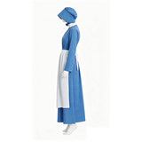 Little House on the Prairie Laura Cosplay Pioneer Blue Dress Polka Dot Colonial Costume Becostume