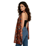 Jane Goodall Cosplay Butterfly Print Sleeveless Cape Shawl Women Orange Wrap Vest Becostume