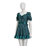 Haunted Mansion Maid Anna Jones Cosplay Costume Striped Dress Halloween Outfit Becostume