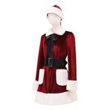Last Christmas Women's Velvet Dress Christmas Red Santa Costume Outfit Becostume