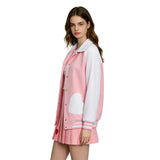 Legally Blonde Elle Woods Replica Cosplay Costume Pink Lapel Baseball Jacket Becostume