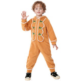 Kids Gingerbread Costume with Hoodie Kids Christmas Apron Flannel Suit BEcostume