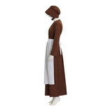 Little House on the Prairie Laura Cosplay Pioneer Dress Brown Polka Dot Colonial Costume Becostume