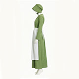 Little House on the Prairie Laura Cosplay Pioneer Dress Green Polka Dot Colonial Costume Becostume