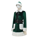 Last Christmas Women's Velvet Dress Christmas Green Santa Costume Outfit Becostume