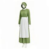 Little House on the Prairie Laura Cosplay Pioneer Dress Green Polka Dot Colonial Costume Becostume