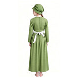 Kids Little House on the Prairie Laura Cosplay Pioneer Dress Green Polka Dot Colonial Costume