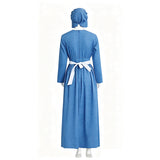 Little House on the Prairie Laura Cosplay Pioneer Blue Dress Polka Dot Colonial Costume Becostume