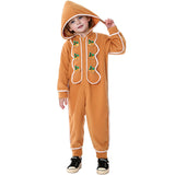 Kids Gingerbread Costume with Hoodie Kids Christmas Apron Flannel Suit BEcostume