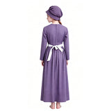 Kids Little House on the Prairie Laura Cosplay Pioneer Purple Dress Polka Dot Colonial Costume