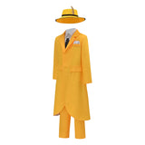 The Mask Jim Carrey Cosplay Costume Yellow Suit Men Uniform Halloween Carnival Outfit Becostume
