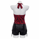 Obsession Movie Nikki Freeman Cosplay Costume Red Black Zebra Print Halter Top Becostume
