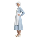 Women Little House on the Prairie Laura Ingalls Wilder Costume Blue Pioneer Prairie Dress