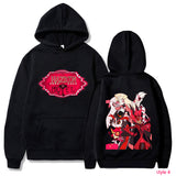 Hazbin Hotel Hoodie Sweatshirt Cosplay Costume Hooded Black Print Suit Becostume