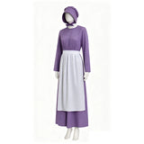 Little House on the Prairie Laura Cosplay Pioneer Purple Dress Polka Dot Colonial Costume Becostume