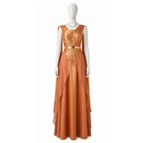 Mon Mothma Cosplay Costume Star Wars Andor Orange Long Dress Full Set Becostume