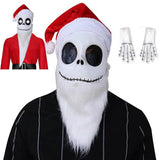BEcostume Jack Skellington Mask Santa Hat Christmas Santa Beard with Gloves