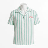 Obsession Movie Cassell Cosplay Costume Green White Striped Short Sleeve Shirt Becostume