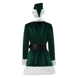 Last Christmas Women's Velvet Dress Christmas Green Santa Costume Outfit Becostume