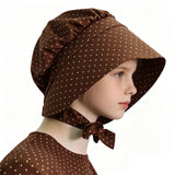 Kids Little House on the Prairie Laura Cosplay Pioneer Dress Brown Polka Dot Colonial Costume