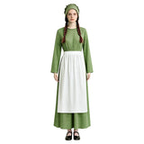 Little House on the Prairie Laura Cosplay Pioneer Dress Green Polka Dot Colonial Costume Becostume