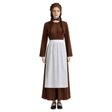 Little House on the Prairie Laura Cosplay Pioneer Dress Brown Polka Dot Colonial Costume Becostume