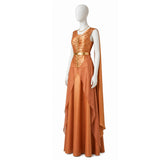 Mon Mothma Cosplay Costume Star Wars Andor Orange Long Dress Full Set Becostume