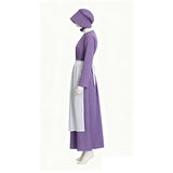 Little House on the Prairie Laura Cosplay Pioneer Purple Dress Polka Dot Colonial Costume Becostume