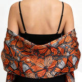 Jane Goodall Cosplay Butterfly Print Sleeveless Cape Shawl Women Orange Wrap Vest Becostume