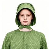 Kids Little House on the Prairie Laura Cosplay Pioneer Dress Green Polka Dot Colonial Costume