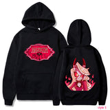 Hazbin Hotel Hoodie Sweatshirt Cosplay Costume Hooded Black Print Suit Becostume