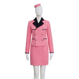 Julia Fox Inspired Jackie Kennedy Cosplay Costume Pink Tweed Suit with Hat Becostume