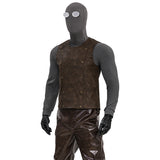 Spider Man Noir Cosplay Costume Halloween Outfit Brown Leather Suit Becostume