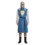King Baldwin IV Cosplay Costume Kingdom of Heaven Outfit with Mask Blue Halloween Outfit
