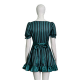 Haunted Mansion Maid Anna Jones Cosplay Costume Striped Dress Halloween Outfit Becostume