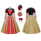 Queen of Hearts Costume Women Deluxe Red Queen Costume Royal Halloween Dress