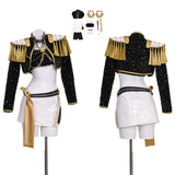 Kpop Demon Hunters Huntrix Mira Black Golden Dance Cosplay Costume Halloween Outfit Becostume