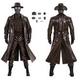 Spider Man Noir Cosplay Costume Halloween Outfit Brown Leather Suit Becostume
