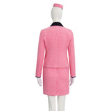 Julia Fox Inspired Jackie Kennedy Cosplay Costume Pink Tweed Suit with Hat Becostume